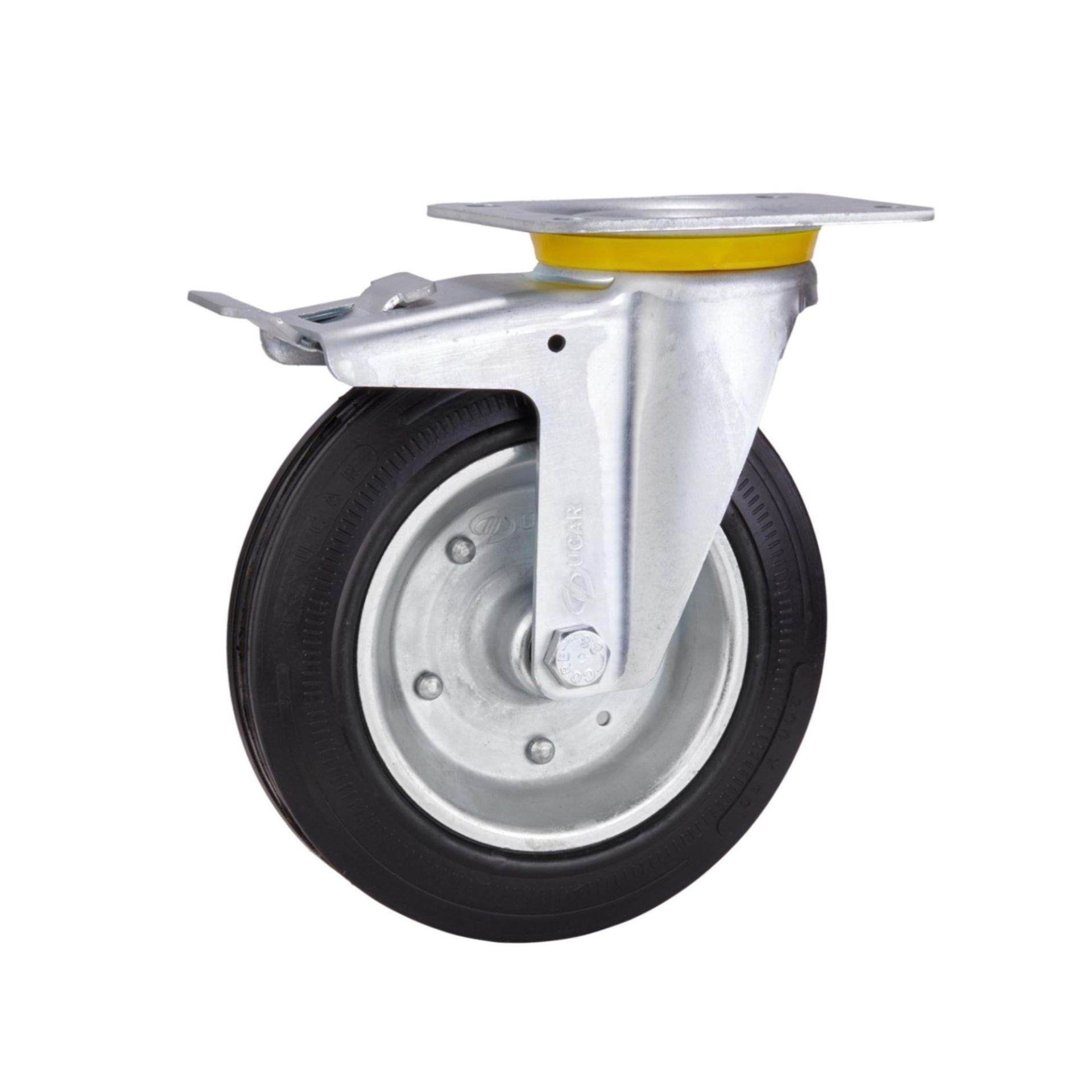 Fren Pedallı Kauçuk Tekerlek (Döner Maşalı, Burçlu) Ø150