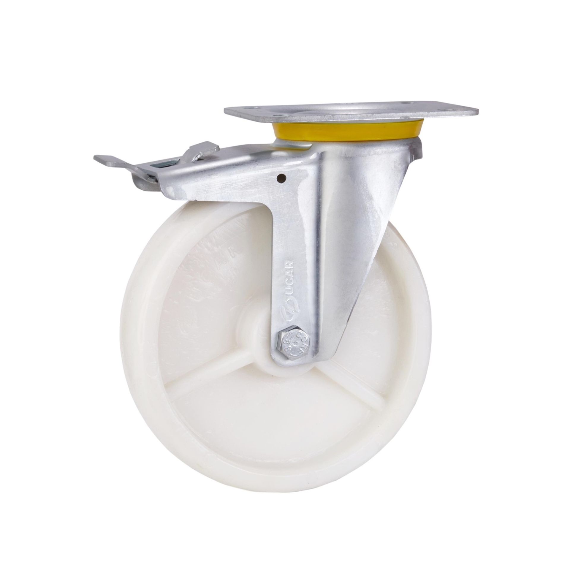 Döner Başlıklı Frenli Tekerlek (Poliamid, Burçlu) Ø200