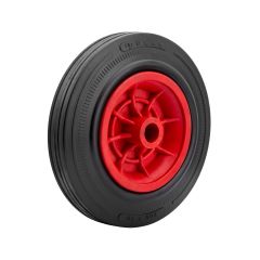Plastik Göbekli Kauçuk Tekerlek (Plastik Jantlı) Ø200 - Kırmızı