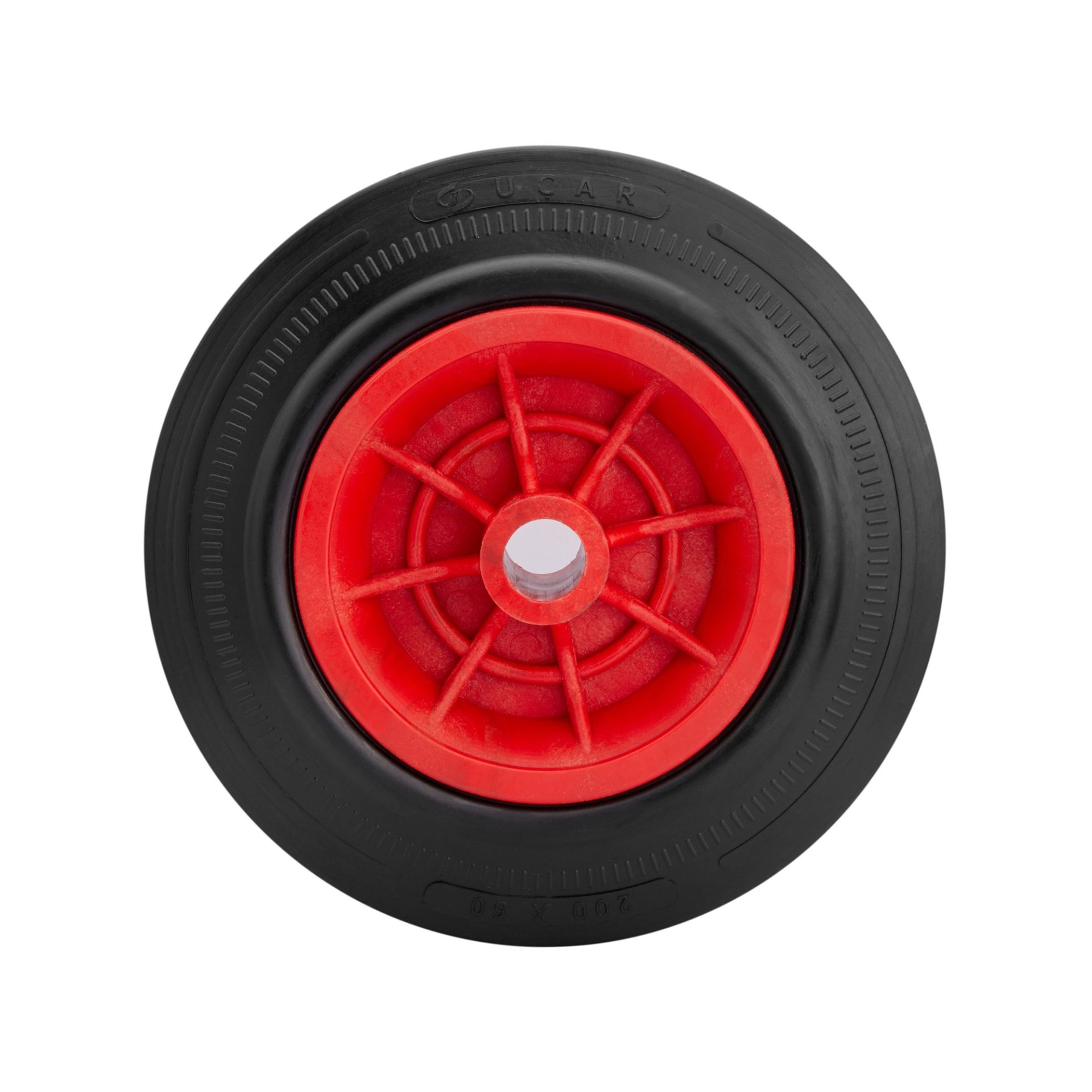 Plastik Göbekli Kauçuk Tekerlek (Plastik Jantlı) Ø200 - Kırmızı