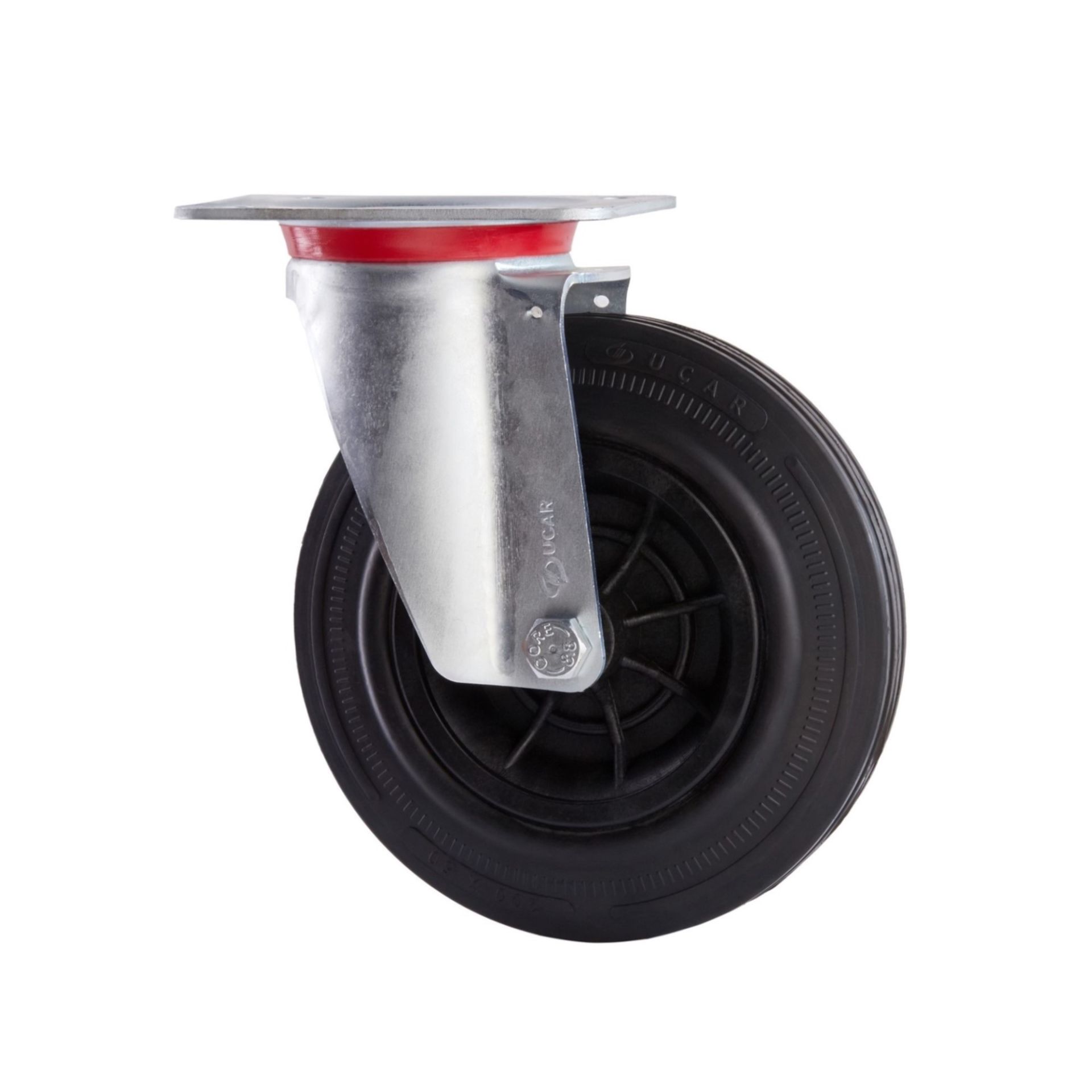 Plastik Burç Göbekli Kauçuk Tekerlek (Döner Maşalı) Ø150