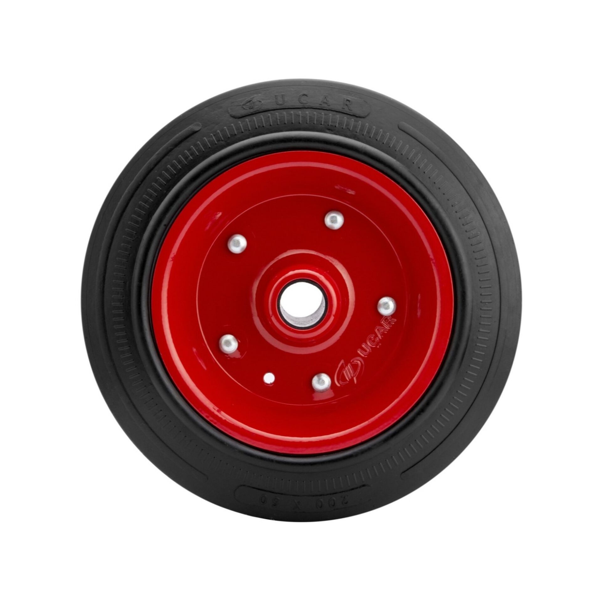 Kauçuk Kaplı Çelik Jant Tekerlek Ø200 - Burçlu - Kırmızı