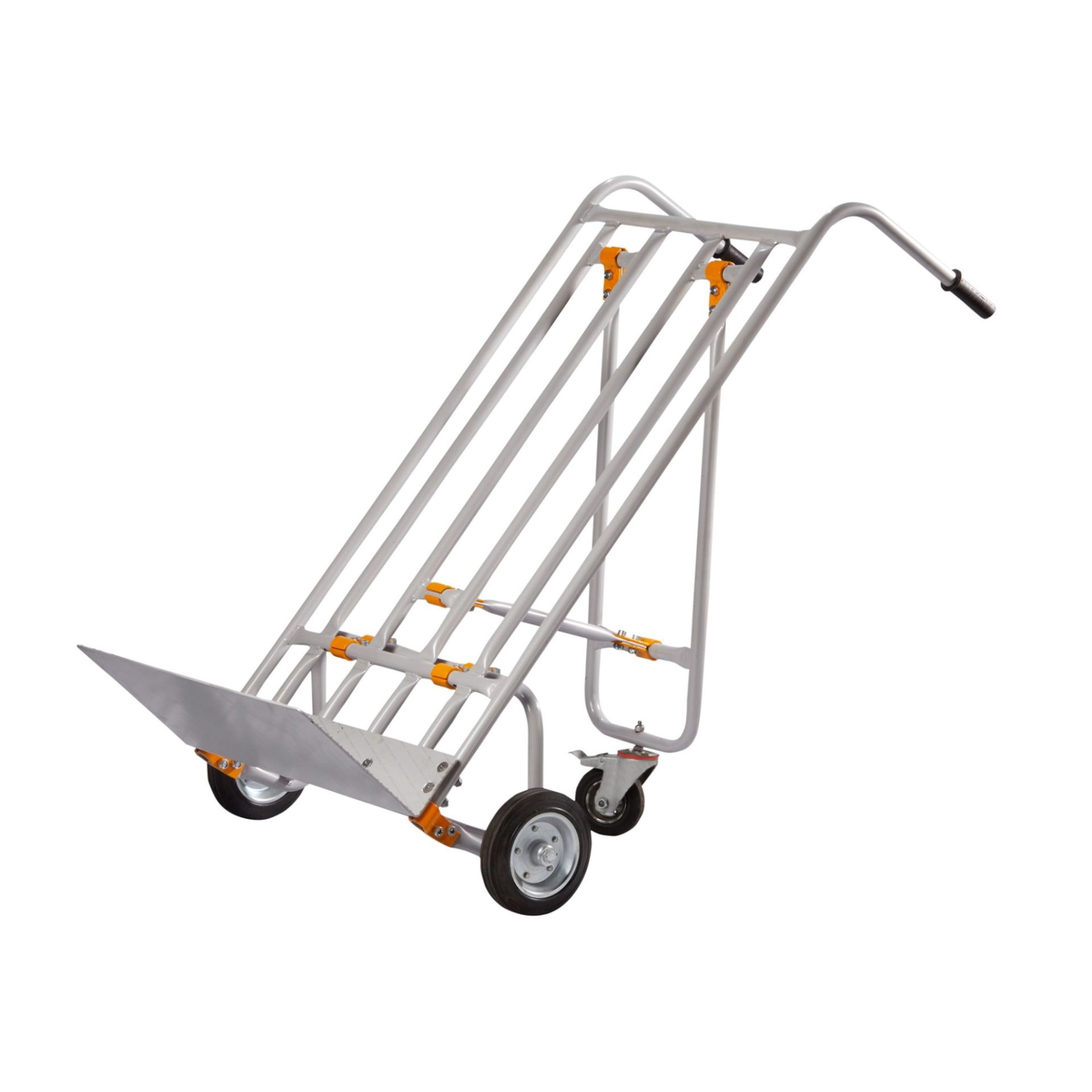 Geniş Kürekli Koli Taşıma Arabası (Destekli) Ø200 Masura Rulmanlı Kauçuk Teker