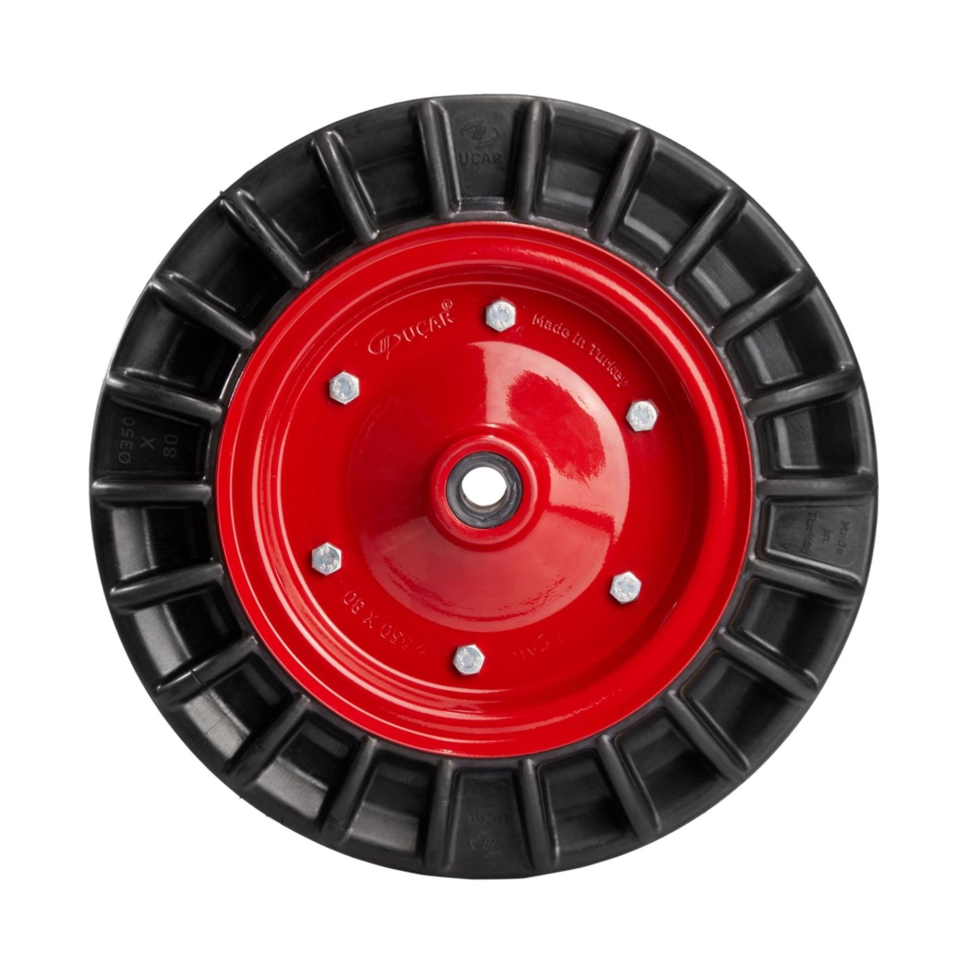 Federli Dolgu Tekerlek (Çap:350) Kırmızı - Burçlu - Ø20