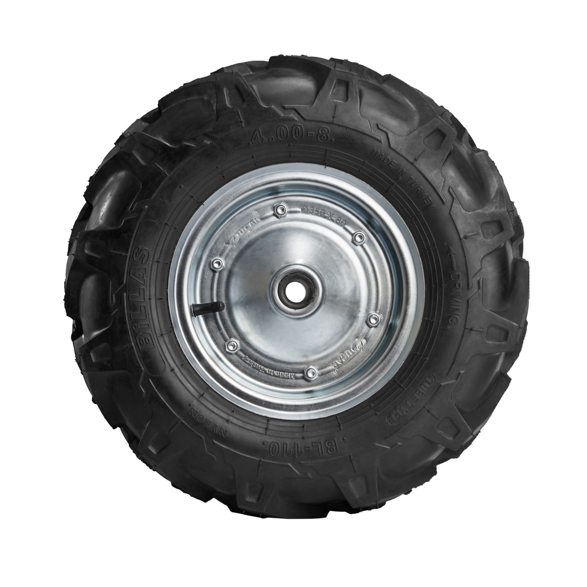 4.00-8 Traktör Desenli Rulmanlı Makine Lastiği Plastik Burçlu - Çinko Kaplamalı - Ø25